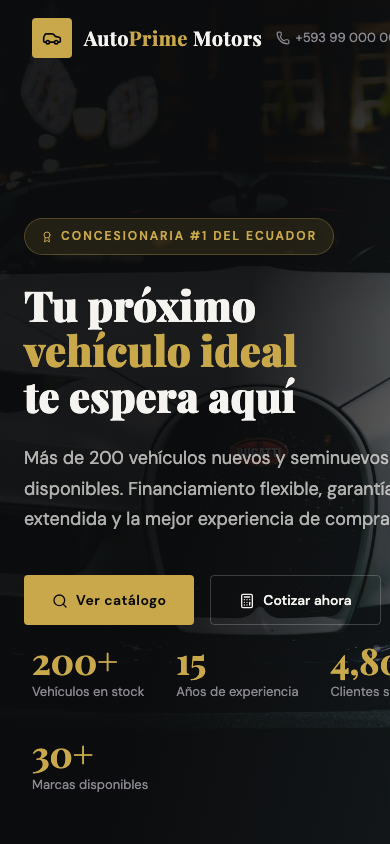 Captura móvil de la demo AutoPrime
