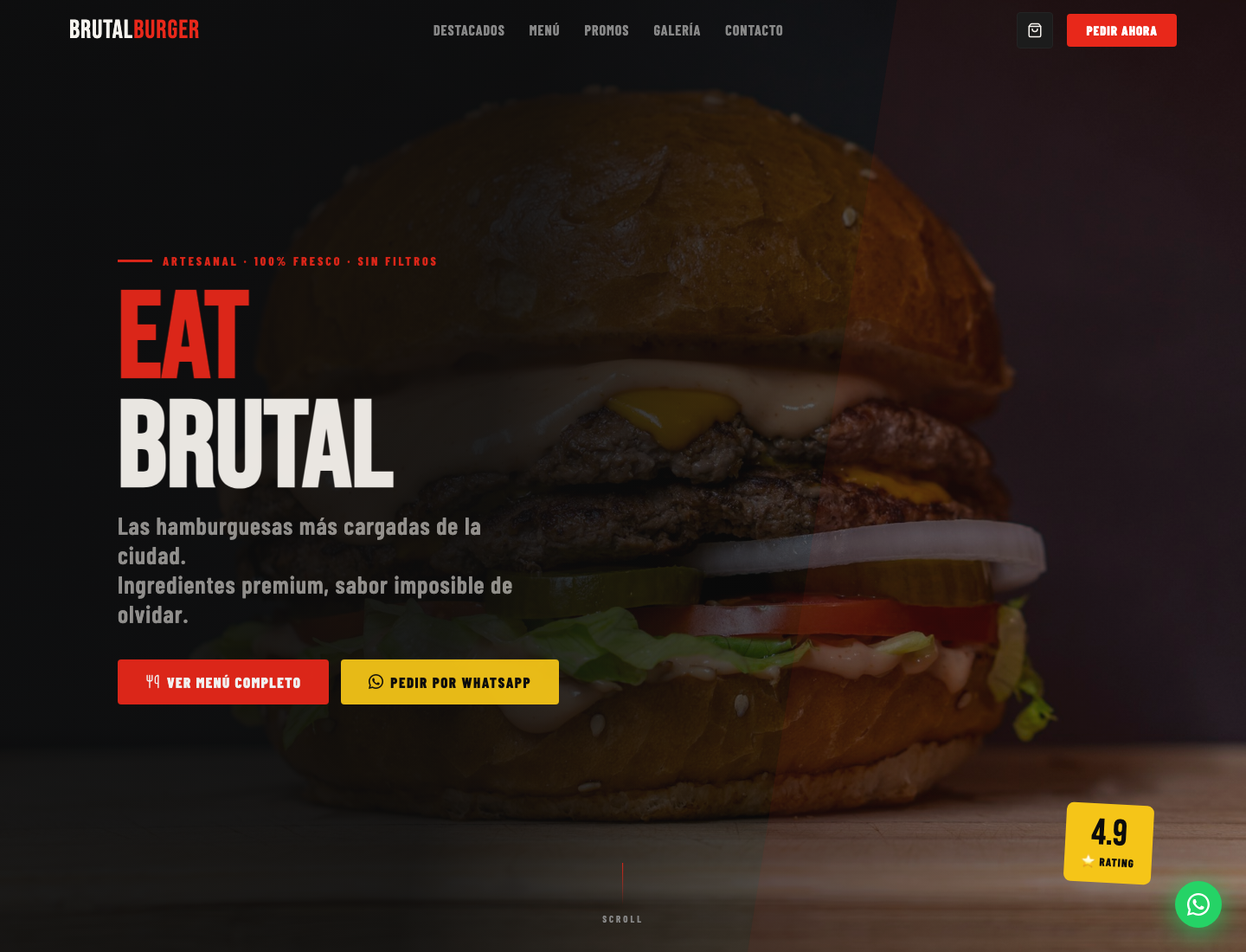Captura desktop de la demo Brutal Burguer